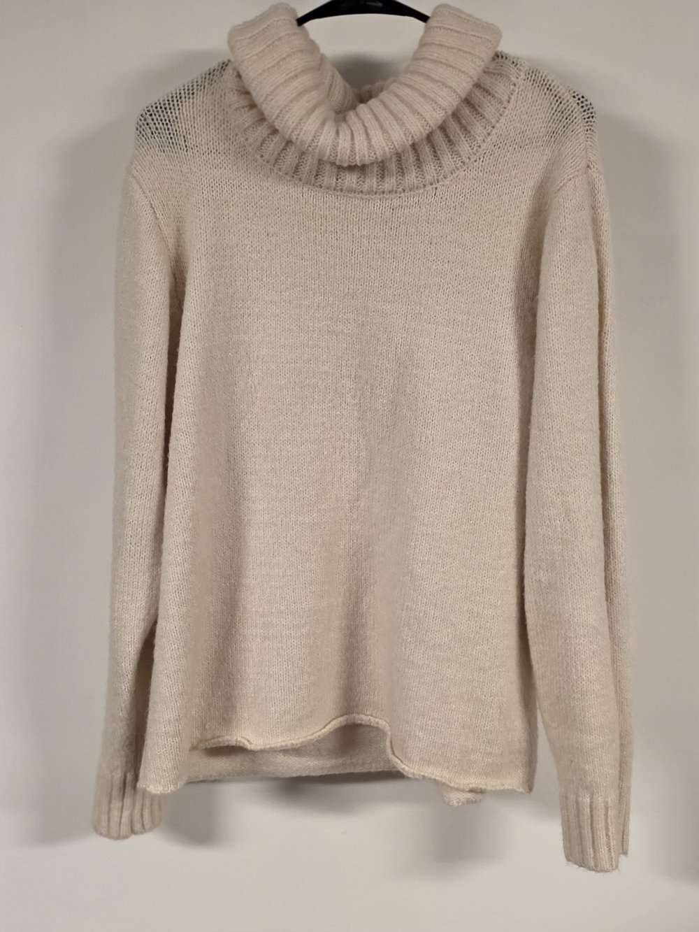 BKE Cream Ribbed Turtleneck Open Sleeve Slit Sweater XL NWT